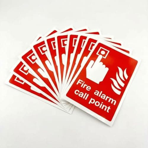 Image of 10pcs Fire Alarm Call Point Safety Sign, Red 150x100mm PVC Sticker, Long-Lasting Fire Safety with Escape Plan Compliance for Schools, Commercial Buildings, Restaurants
