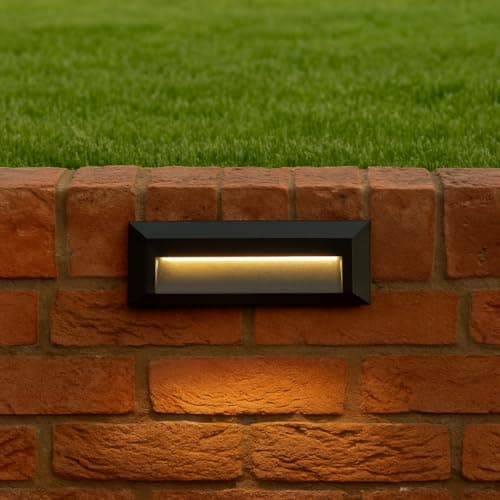 Image of CGC Lighting Outdoor Wall Light Slim Brick Surface Mount Outside Main Power Garden Weatherproof Corrosion Resistant (Dark Grey Downlight)