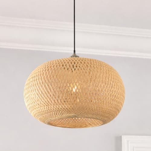 Image of CGC Lighting Indoor Ceiling lamp Shade Hand Made Bamboo Easy fit Non Electrical (Arden Bamboo)