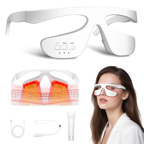 Image of Under-Eye Light Therapy Device, Beauty Device with Pulsed, Light Therapy, and Heat, for Relieving Eye Bags, Eye Fatigue, and Dark Circles, with Gel and glass Strap (white & 3 modes)