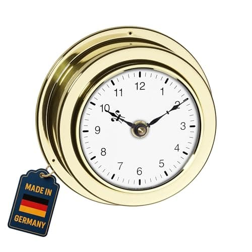 Image of TFA Dostmann Analogue Wall Clock Made of Brass MARITIM, 98.1021, made in Germany, quartz clock, brass