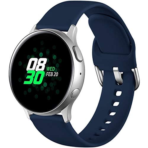 Image of Dirrelo Sport Strap Compatible With Samsung Galaxy Watch Active/Active 2 40mm/44mm, 20mm Waterproof Silicone Replacement for Samsung Galaxy Watch 6/5/4 40mm 44mm Strap for Women Men,LargeNavy Blue