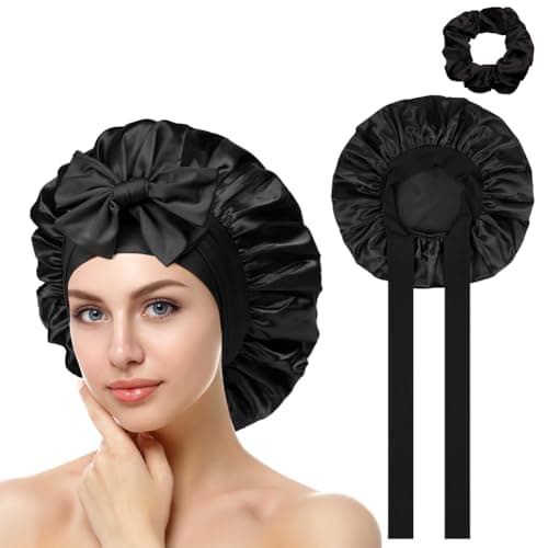 Image of ACWOO Satin Bonnet - Soft Silk Hair Wrap for Sleeping, Night Cap with Elastic Band, Hair Care Head Cover for Women Girls Long, Straight and Curly Hair