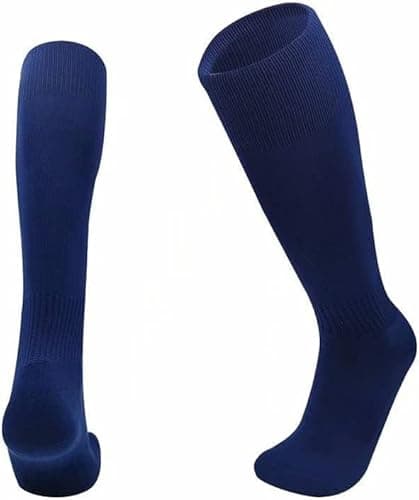 Image of reshmena® Football socks Rugby Hockey Sports Knee High Socks Mens Knee High Football Socks Outdoor Soccer Socks Men Football Running Socks (6-11) Navy