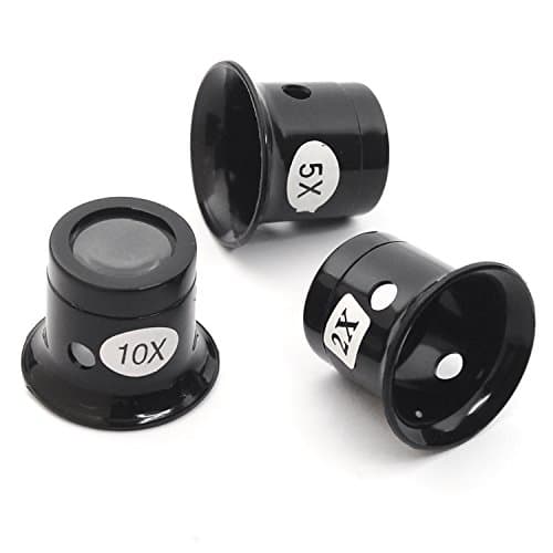 Image of TRIXES 3pc Jeweller’s Watchmaker Eye Loupe Magnifying Glass Set, 2X 5X 10X, Watch Repair, Arts and Crafts