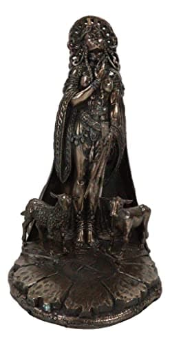 Image of Ebros Celtic Goddess of Fire Brigid Statue Patroness of Hope Poetry Livestock Medicine Spring Fertility Bridget Figurine in Faux Bronze Finish Gods and Goddesses Home Decor Statue