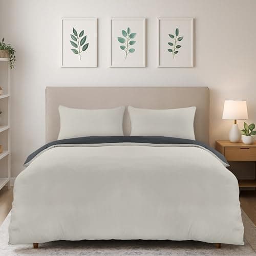 Image of Utopia Bedding Duvet Cover Double - Soft Microfibre Polyester Duvet Cover with Pillow cases - Bedding Quilt Cover Set (Dark Grey/Light Grey)