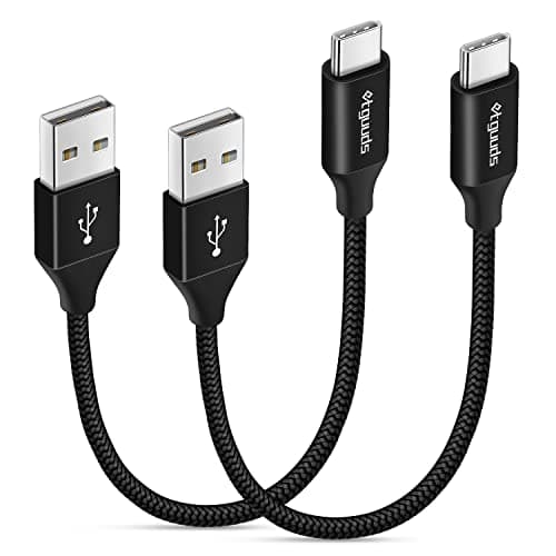 Image of etguuds [2-Pack 0.15M] Extra Short USB C Cable, USB A to USB C Charger Cable 3.1A Fast Charging USB Type C Lead Braided for Samsung Galaxy S21 S20 S10 S9 S8 Plus S10E Note 10 (Black)