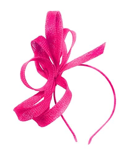 Image of Caprilite Vegan Sinamay Fascinator Headband Wedding Hoop Ladies Day Ascot Races (Fuchsia Pink)