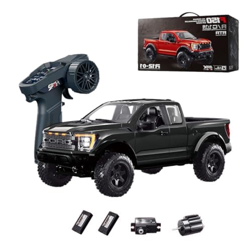 Image of R12-01Q RC Truck, 1:12 Scale F150 Off-Road Pickup Car, 2.4G Long Range Control, 4WD High-Torque High Speed, Independent Suspension, Multi-Function Lighting, Type-C Charging (Black/2 Battery)