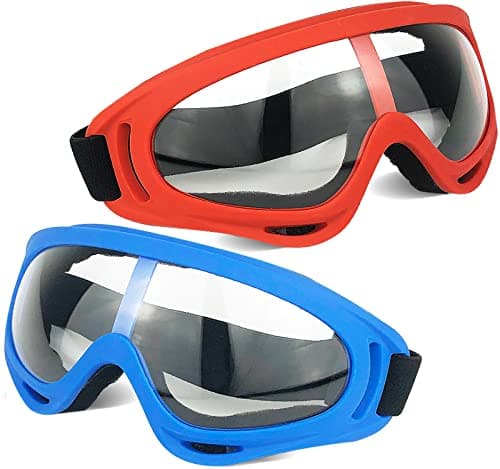 Image of 2 Pack Protective Goggles / Safety Glasses / Motorcycle Eyewear with Bandanas - Compatible with Nerf Game Battle for Kids (Red+Blue)