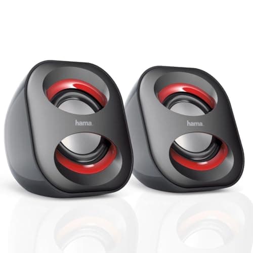 Image of Hama Sonic Mobil PC Speakers x2 | USB 3.0 | 3.5 mm Jack | 3 Watt Active Speakers | Black/Red | Stereo