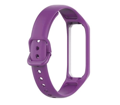 Image of Sago Silicone Strap Replacement Compatible with Samsung Galaxy Fit 2 SM-R220 (Purple) – Soft Skin-Friendly Watch Band with Frame, Adjustable Sport Wristband, Waterproof