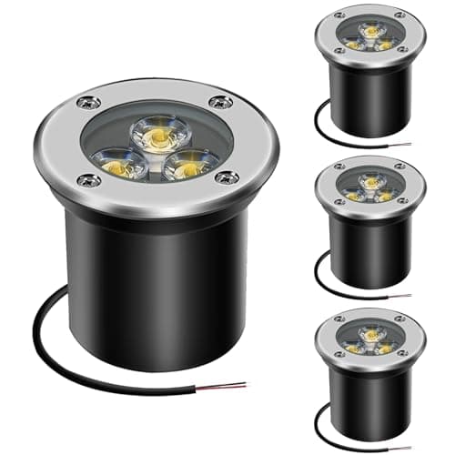 Image of AHOTSUK Outdoor Ground Lights Mains Powered Garden Buried Light 3W 24V LED Ground Lights Low Voltage Recessed Ground Pathway IP67 Underground Recessed Inground Warm White 300 Lumen