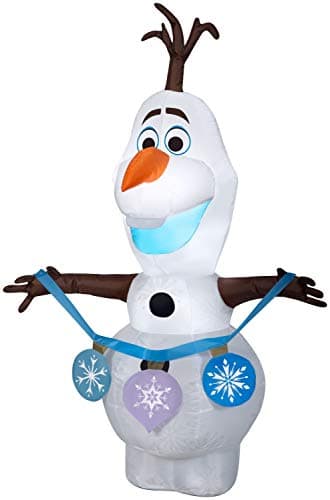 Image of Gemmy Christmas Airblown Inflatable Frozen 2 Olaf Holding String of Ornaments Disney, 4 ft Tall