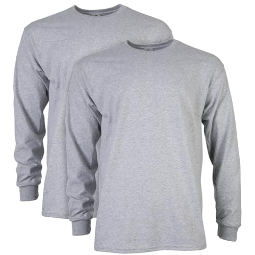 Image of Gildan Men's Ultra Cotton Long Sleeve T-Shirt, Style G2400, Multipack, Sport Grey, Medium (Pack of 2)