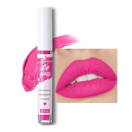 Image of Hot Pink Liquid Lipstick, Lipsticks for Women Long Lasting, Waterproof Non-Sticky Full-Coverage Bright Pink Lip Gloss, Not Fade Matte Lip Stain,Tinted Lip Balm for Girls & Women