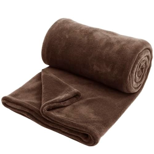 Image of Hafaa Fleece Blanket for Bed - Soft Cosy Fluffy Throw Blankets All Weather, Warm Versatile Large Throws for Sofas/Couch, Brown, Queen Size 200x240 cm