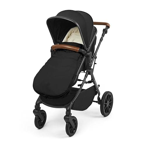 Image of Ickle Bubba Universal Premium Footmuff for Prams, Pushchairs & Strollers – Cosy Faux Fur Lined, Showerproof, All-Season Warm Cosy Toes, Fits Most Buggies & Stroller Brands (Black)