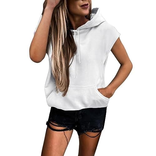 Image of 2026 Women's Plus Size Fashion Solid Sweatshirt Short Sleeve Loose Blouse Top Generic+, White, 3XL