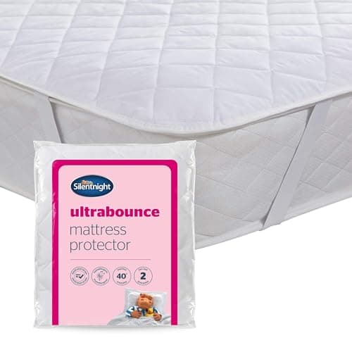 Image of Silentnight Ultrabounce Mattress Protector - Soft Ultra-Bouncy Fibres Prolong Mattress Life - Easy Fit Straps - Hypoallergenic & Machine Washable - Comfortable & Durable Bed Protection, Double
