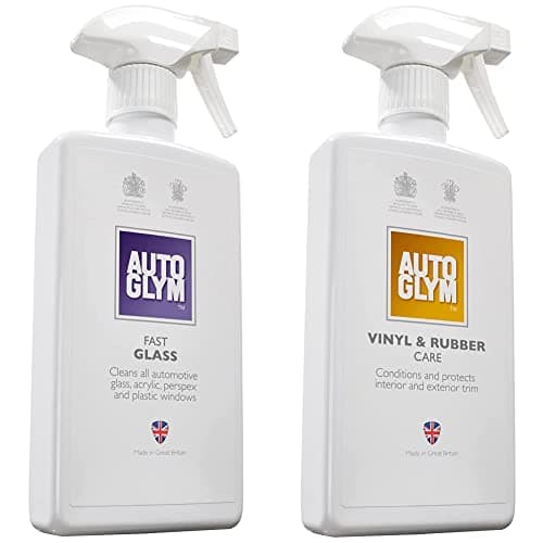 Image of Autoglym Vinyl And Rubber Care, 500ml - Fresh Lemon Scented Interior Car Cleaner Spray & Fast Glass, 500ml - Car Window Cleaner for Windscreen, Windshield, Window Cleaning, Mirrors