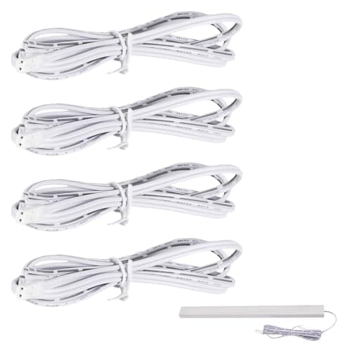 Image of 4Pcs 2m Flexible Extension Cables,LED Under Cabinet Lighting Kit Accessories,RF Wireless LED Driver Extension Cable Lead,LED Light White Power Extend Cable,LED Extension Cables