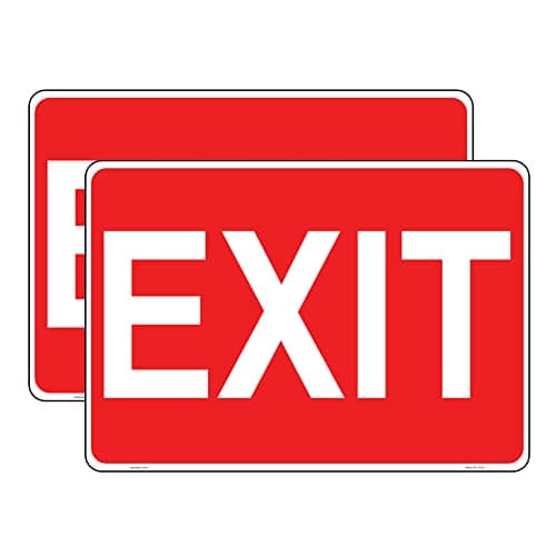 Image of Haobase 2 Pcs Exit Signs Stickers Sign Sticker - Self Adhesive Vinyl (25cm x 17.5cm)
