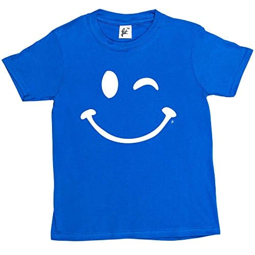 Image of Fancy A Snuggle Retro Happy Funny Winking Emoticon Face Kids Boys/Girls T-Shirt Royal Blue 3-4 Year Old