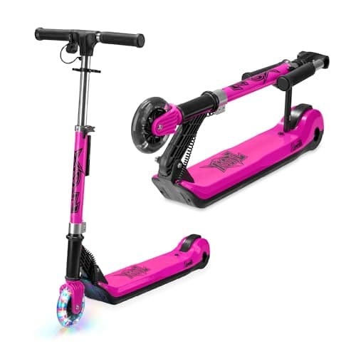 Image of Xootz Kids' Elements Electric Foldable Scooter, LED Light Up Wheel and Collapsible Handlebars, Age 6+, Pink