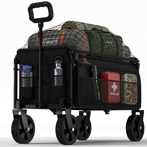 Image of 70L Foldable Wagon - Heavy Duty Collapsible Cart - Beach Trolley on Wheels All Terrain - Camping Garden Transporter - Large Capacity Folding Utility Pull Along Outdoor Car Boot