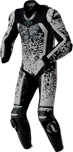 Image of RST Pro Series D3O Airbag Perforated 1-Piece Motorcycle Leather Suit, Black/Silver, 48