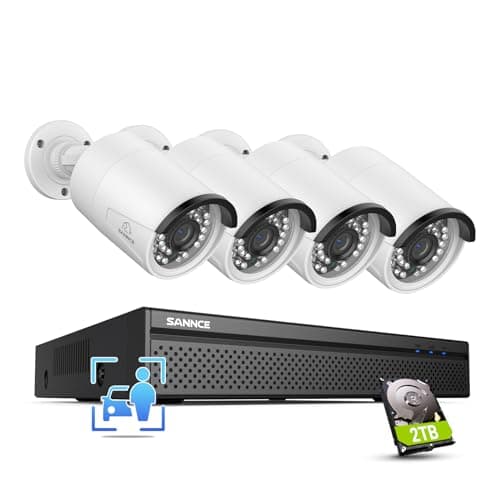 Image of SANNCE 4K POE CCTV Security Camera System 8 Channel, 8MP Network Video Recorder NVR with 4x Outdoor Security IP Cameras and 2TB HDD, Motion/Vehicle Detection, 2 Way Audio