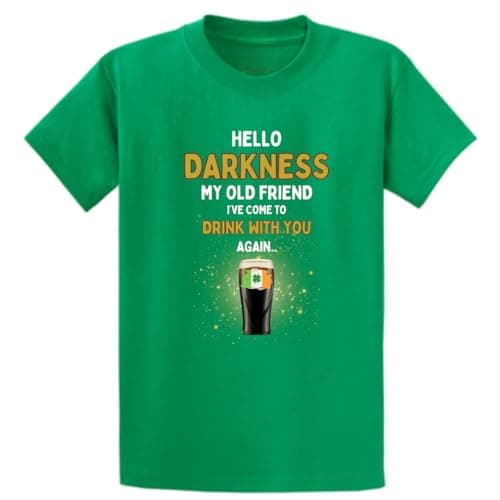Image of Second Ave Men's Adult's Unisex Funny Hello Darkness Beer Irish Celebration Green T-Shirt T Shirt