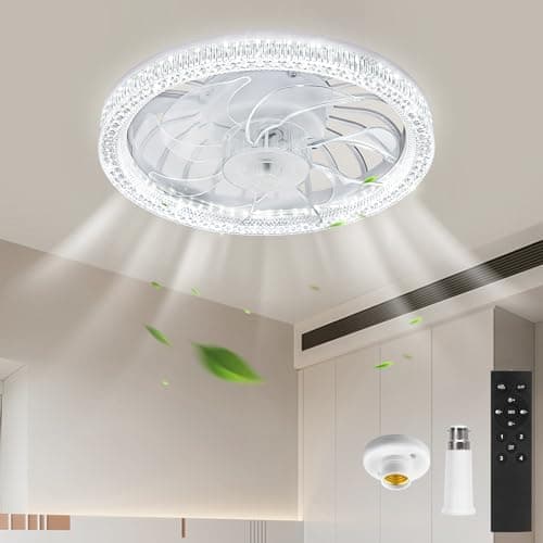 Image of VIMAZ 30cm Ceiling Fans with Lights and Remote, 4 Speeds and 3000k-6500k 3 Dimmable Colors Quiet Ceiling Fan Light, for Bedroom Living Room Dining Room with E27 to B22 Adapter,45w Light Bulb Fan