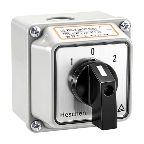 Image of Heschen Universal Rotary Cam Selector Changeover Switch, SZW26-20/D202.2D, 660V 20A, ON-Off-ON, 3 Position 2 Phase 8 Terminals, with Master Switch Exterior Box,(Standard Box)