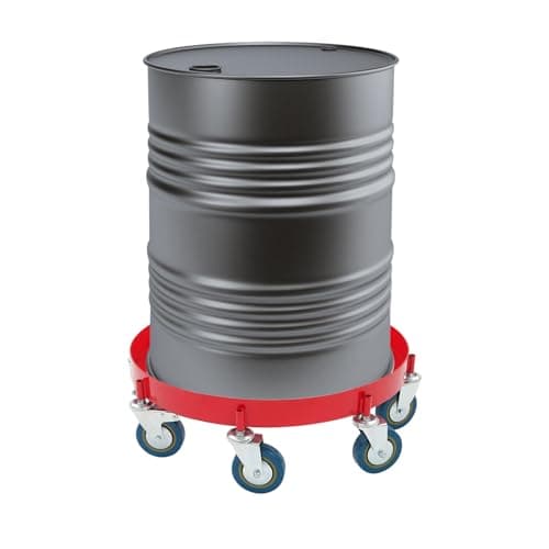 Image of Fyssnn 8-Wheel Heavy Duty Drum Dolly Trolley for 55 Gallon Oil Drums, 907kg Load Capacity with Swivel Caster Wheels, Non-Tipping Design, Removal Cart for Heavy Barrels (Red)