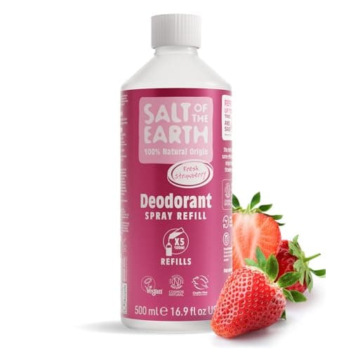 Image of Salt of the Earth - Natural Deodorant Spray Refill - Sweet Strawberry - 100% Natural Origin Ingredients - Vegan - Suitable for Men, Women & Children - 500ml