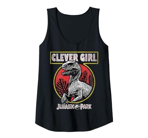 Image of Jurassic Park Clever Girl Raptor Roar Circle Logo Tank Top, Women, Black, X-Large