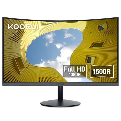 Image of KOORUI 27 Inch Curved Monitor, Full HD 1080P 75Hz Computer Monitor, 1500R HDMI VGA, Tilt Adjustment, Eye Care, Black