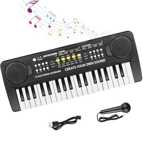 Image of Shayson Keyboard Piano for Kids 37 Keys Music Piano with Microphone Portable Musical Toy Electronic Piano Birthday Gifts for Girls Ages 3-12 Pink