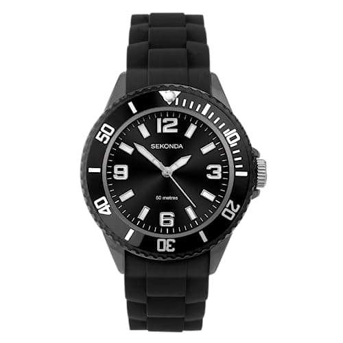 Image of Sekonda Boys/Youth's Black Silicon Strap Watch Black Dial 3390
