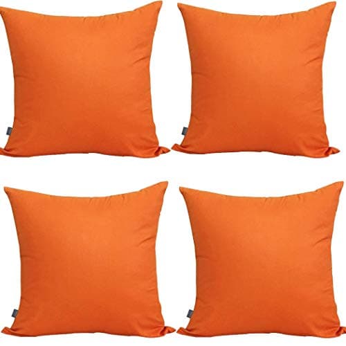 Image of 4 Pack Pillow cover,Cotton Comfortable Solid Decorative Throw Pillow Case Square Cushion Cover Pillowcase (Cover Only,No Insert)(18x18 inch/ 45x45cm,Orange)