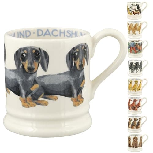 Image of Emma Bridgewater Large Mug 1/2 Pint, Ceramic Coffee Mug Large - Stoneware Mug, Cappuccino, Latte, Coffee, Tea Cup - Beautiful Mugs, Birthday Gift - Coffee Mug Black & Tan Dachshund