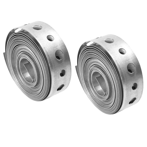 Image of 3/4 Inch × 10FT Galvanised Steel Band Metal Fixing Strap with Perforated Holes, Builders Fence Brackets Fixing Banding Ties and Pipe Support Hanging with Holes 2 Rolls