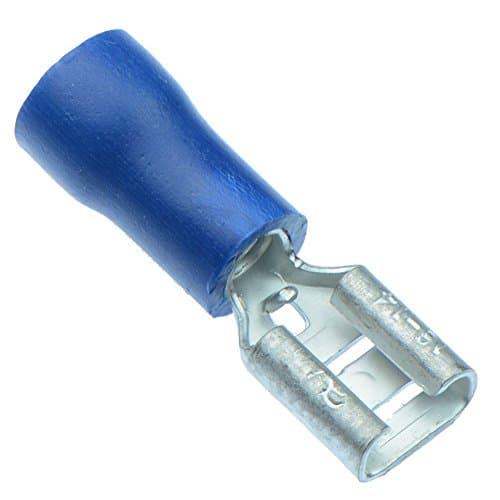 Image of 100 x Blue 4.8mm Female Insulated Crimp Spade Connector 14-16 AWG Wire Cable Electrical