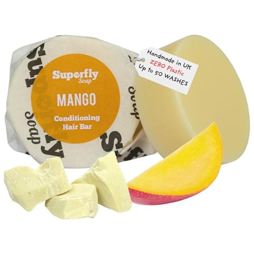 Image of Natural Hair Conditioner Bar by Superfly Soap. Mango Fragrance. Handmade, Vegan friendly & Plastic free. 99% naturally derived ingredients.