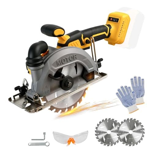 Image of 6'' Cordless Circular Saw Compatible with Dewalt 18V 20V Battery, Plunge Max Cutting Depth 50mm, Brushless Mini Circular Saw 0-45° with 2 Blades(150mm) for Cutting Wood, Plastic(No Battery)