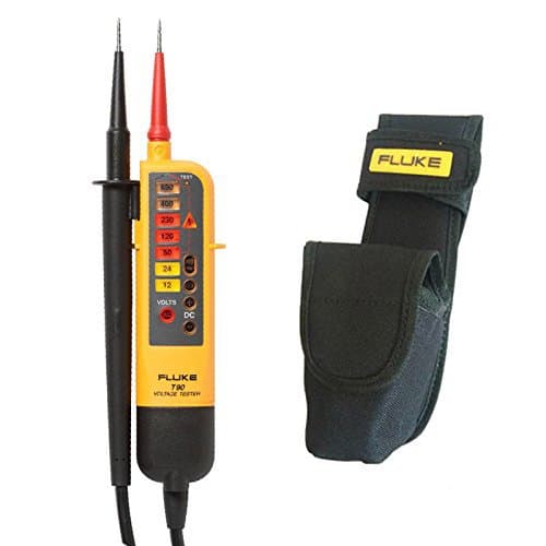 Image of Fluke T90 Voltage & Continuity Tester - LED, Audible, Two-Pole, AC/DC, Built-in Phase Rotation Indication And RCD Functionality with H3 Holster From Testermans, a Fluke approved distributor.