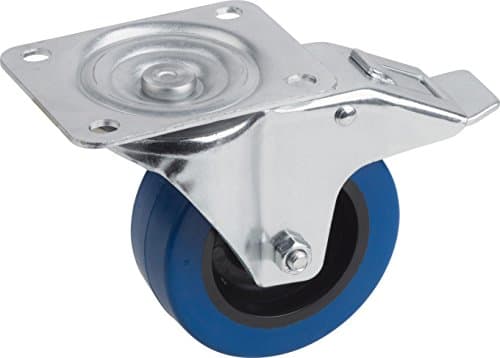 Image of Meister Castor ✓ Brake ✓ 105 x 80 mm Plate ✓ Elastic Solid Rubber Wheels ✓ Soft Tread ✓ Roll Bearing Wheel/Castor Heavy Duty Roll, 802610